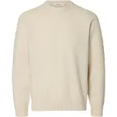 SELECTED MEN Slmrai Ls Knit Crew Neck Noos - Cream - L