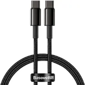 Baseus USB-C - USB-C kaapeli punottu, 100W, 1m, musta