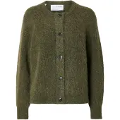 Selected Slwlulu Ls Knit Short Cardigan Noos - Khaki green - S