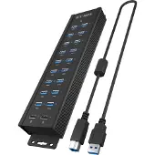 Icy Box – IB-HUB1720-U3, USB 3.2 Gen 1 (3.1 Gen 1) Type-B, USB 3.2 Gen 1 (3.1 Gen 1) Type-A, Musta, Alumiini, Access, Teho, 0,8 m
