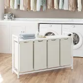 Hobby Hall Pyykkikori 4 osastoa, pyykkikeräin hyllyllä, pyykkilaatikko