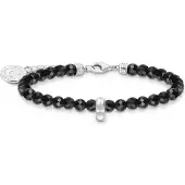 Thomas Sabo Silver Member Charm Bracelet With Black Beads