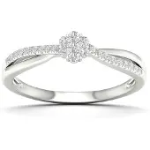 Lykken Elegance valkokultainen crossover-timanttisormus 0,15 ct-180