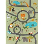 KMCarpets Play Animals Matto 140x200, Vihreä