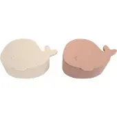 Filibabba Sæt Med 2 Små Snackbokse - Hvalen Christian - Blush - Pink - ONE SIZE