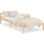 Homestyle4u Sänky, Massiivipuinen Yhden Hengen Nuorisosänky, 200x90 cm, Luonnollinen