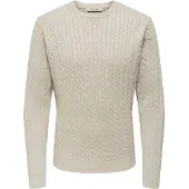 Only & Sons Onsloui Reg 12 Cabel Crew Knit Noos - Beige - XS