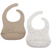 Jollein Ruokalappu Silikoni 2-pack, Elephant Tales