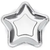 Party Deco Paperilautaset, Asteriski, hopea, 18 cm, 6 kpl yleiskäyttöinen