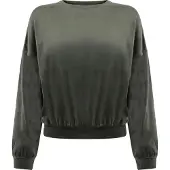 Hunkemoller Top Ls Velours Crew - Khaki green - S