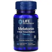 Life Extension Melatoniini 6 tunnin ajoitettu vapautus 750 mcg - 60 tablettia - 60 tablettia
