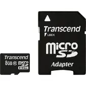 Transcend TS8GUSDHC10, 8 GB, MicroSDHC, Luokka 10, NAND, 90 MB/s, Musta