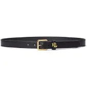 Ralph Lauren Logo-Keeper Leather Skinny Belt - Black - M