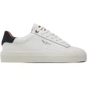 Pepe Jeans for man. PMS30930 Yogi Original white leather trainers (46), Flat, Laces, Casual