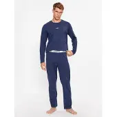 GUESS Pitkä pyjama 'Derrick' sininen / valkoinen