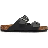 Birkenstock for man. 752481 Black Leather Arizona Sandals (Regular Fit) (46), Flat, None, Casual