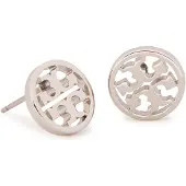 Tory Burch Icon Circle Stud Earrings - Silver - ONE SIZE