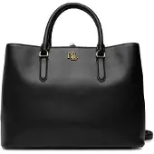 Ralph Lauren Leather Large Marcy Satchel - Black - ONE SIZE