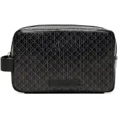 Calvin Klein Toilettilaukku 'Coated Emblem Print' harmaa / musta