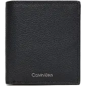 Calvin Klein Kukkaro 'Full-grain RFID Trifold' musta / hopea