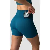 ICANIWILL Ribbed Define Seamless Pocket Shorts Teal Blue