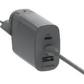 Unisynk 65W USB-C -verkkovirtalaturi matkasovittimilla, 2x USB-C + USB-A, PD3.0, harmaa