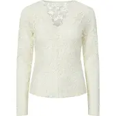Y.A.S Yaslacey Ls V-Neck Lace Top S. Noos - White - XL