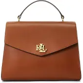 Lauren Accesorios for woman. 431915781001 Brown medium Farrah leather satchel bag (OSFA), Casual, Classic