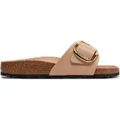 Birkenstock for woman. 1026496 Leather Madrid Big Buckle Sandals (Narrow Fit) beige (39), Flat, None, Casual