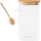 Pebbly Lasipurkki bambukannella ja mittalusikalla 1400 ml