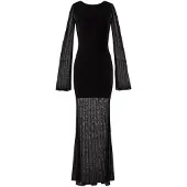 Malina Haisley Sheer Knitted Maxi Dress - Black - M