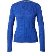 Ralph Lauren for woman. 211971870008 Blue cable knit cotton sweater (L), Casual, Long sleeve