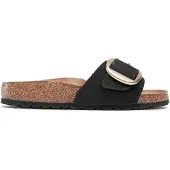 Birkenstock for woman. 1023373 Madrid Big Buckle leather sandals (Narrow Fit) black (38), Flat, None, Casual