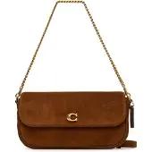 Coach Suede Brook Flap Chain Bag - Brown - ONE SIZE