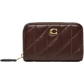 Coach Quilted Pillow Leather Essential Small Zip Around Card Case - Brown - ONE SIZE