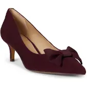 Ralph Lauren Adrienne Bow-Trim Suede Pump - Red - 38