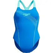 Speedo Womens Medley Logo 1 Piece - Blue - 38