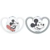 Nuk Space Mikki Hiiri Tutti 2-pack Silikoni Koko 1, Grey/White