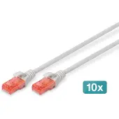 Digitus CAT 6 U-UTP PATCH CORD, CU, LSZH AWG 26/7, LENGTH 0.5 M, 10 PIECES, COLOR GREY (DK-1617-005-10)