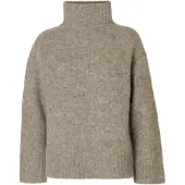 Selected Slwgabriella Ls Knit High Neck Noos - Grey - L