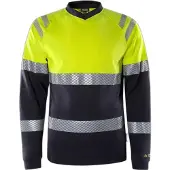 Fristads Palosuojattu flamestat high vis pitkähihainen t-paita LK 1 7107 TFL Huomiokeltainen/Laivastonsininen 2XL