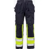 Fristads Palosuojatut High Vis rakentajan housut lk 1 2586 FLAM Huomiokeltainen/Laivastonsininen D96