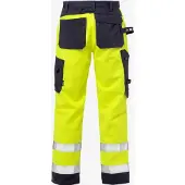 Fristads Palosuojatut High Vis rakentajan housut lk 2 2584 FLAM Huomiokeltainen/Laivastonsininen C158
