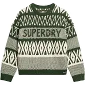 Superdry for woman. W6110559A Crewneck jumper with green brand design (XL), Casual, Acrylic