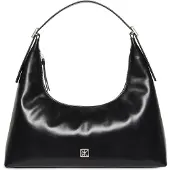 Calvin Klein Emblem Hw Lthr Shoulder Bag - Black - ONE SIZE