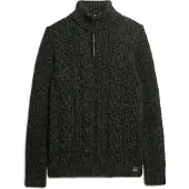 Superdry for man. M6110639A Half-zip braided knitted jumper Jacob black (M), Casual, Acrylic