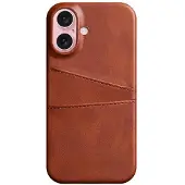 SKALO iPhone 16 Plus PU-nahkainen Korttikotelo - Ruskea