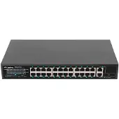 Lanberg RSFE-24P-2C-250, Hallitsematon, Gigabit Ethernet (10/100/1000), Power over Ethernet -tuki, Telineasennus, 1U