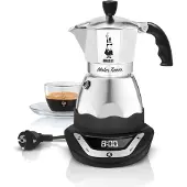 Bialetti EAsy Timer 6, Sähkömokkapannu, 0,3 L, Jauhettu kahvi, Ruostumaton teräs (04-6093)
