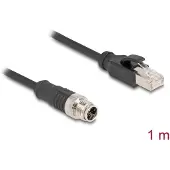 DeLOCK 80866, 1 m, Cat5e, S/FTP (S-STP), M12, RJ-45, Musta